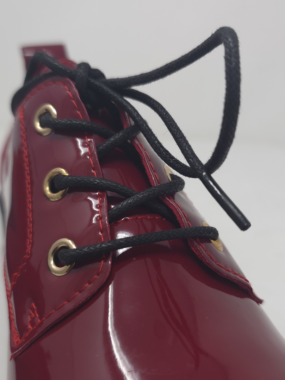 Chunky Faux Leather Platform Oxford Patent Red Pat Trendy Lug Sole Lace Up - Picture 6 of 10